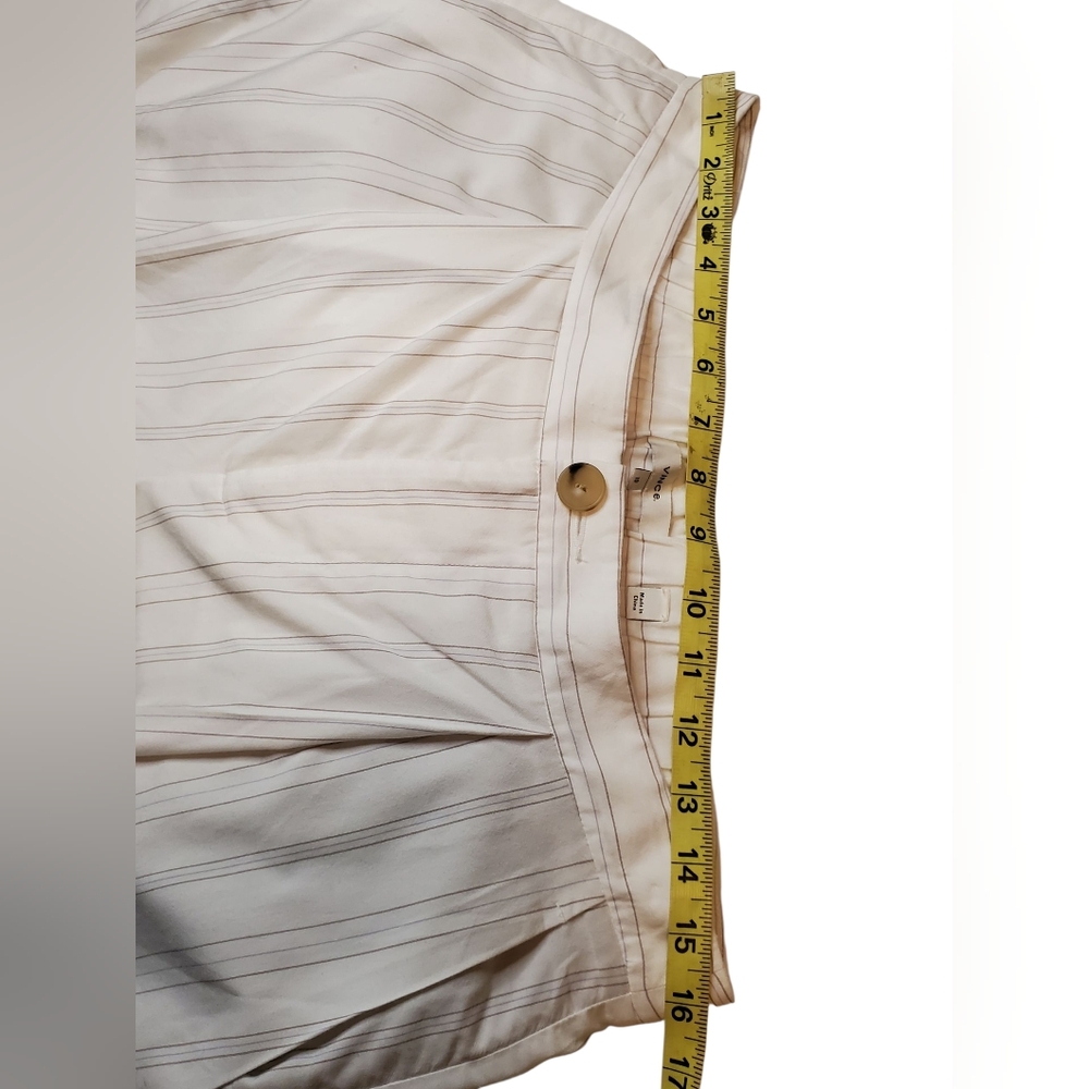 Vince Striped Pleated Wide Leg Trousers Women’s Size 10 White Beige Lightweight - Picture 7 of 10